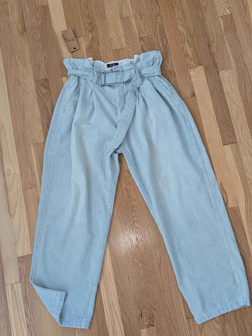Polo Ralph Lauren Striped Paperbag Wide Leg Pants NWT Size 31